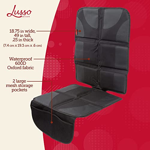 Lusso Gear Car Seat Protector - 2-Pack Waterproof Padded Shield & Mesh Pockets for Baby Travel Gear - Universal Fit Seat Covers for Cars & SUVs - Non-Slip Heavy-Duty Protection - Gray, Universal Fit - color: 2-Pack Gray