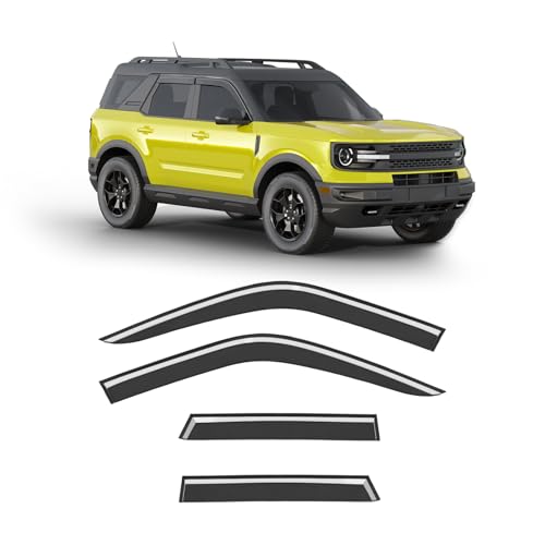 Low-Profile Window Rain Guard for Ford Bronco Sport 2021-2026 Rain Guards Side Window Visors Extra-Thick Vent Visor Window Deflectors Tape-on Vent Shades Car Accessories 4-pcs - size: Fit for 2021-2026 Ford Bronco Sport