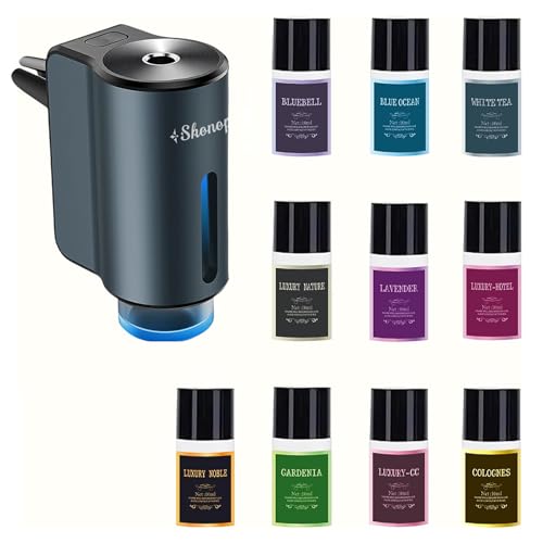 Car Air Freshener Diffuser,Smart Car Aroma Diffuser Air Freshener Spray Automatic with 10PCS Cologne Aromatherapy Oil (Grey) - color: Grey