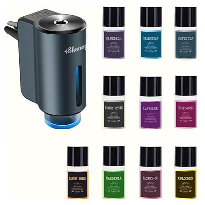 Car Air Freshener Diffuser,Smart Car Aroma Diffuser Air Freshener Spray Automatic with 10PCS Cologne Aromatherapy Oil (Grey) - color: Grey