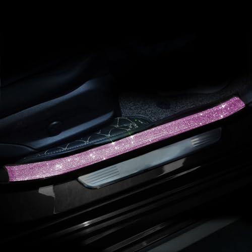 Car Door Sill Protector with Bling Rhinestones 2PCS Edge Guard Scuff Cover Anti-Scratch Strip Sticker Bumper Protector for Truck Car 7CM x 60CM (Pink) - color: Pink, size: 7cm X 60cm