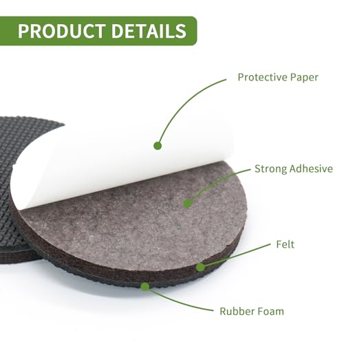 Non Slip Furniture Pads 16 PCS 3'' Round - Anti Slip Furniture Pads - Self Adhesive Rubber Feet Furniture Feet - Chair Leg Floor Protectors - Keep Furniture in Place - size: Round 3 inch 16PACK