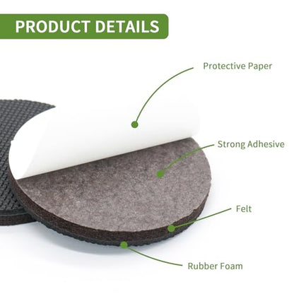 Non Slip Furniture Pads 16 PCS 3'' Round - Anti Slip Furniture Pads - Self Adhesive Rubber Feet Furniture Feet - Chair Leg Floor Protectors - Keep Furniture in Place - size: Round 3 inch 16PACK