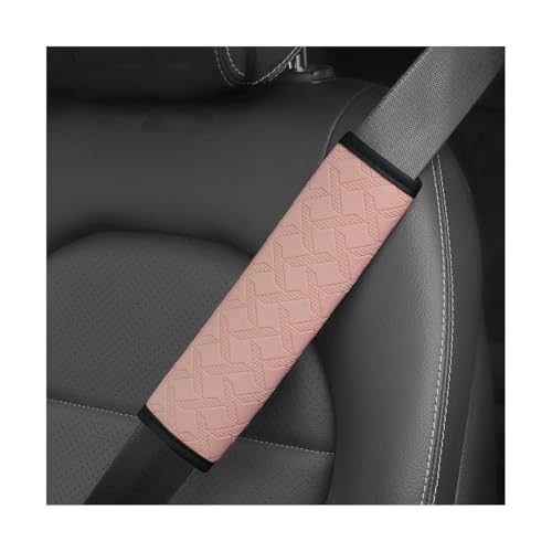 2PCS Car Seatbelt Cover, 9.05 Inches Soft Leather Vehicle Safety Seat Belt Strap Cushion, Comfortable Auto Shoulder Neck Chest Protection Pads Accessories, Extremely Long (Pink) - color: Pink/9 inches
