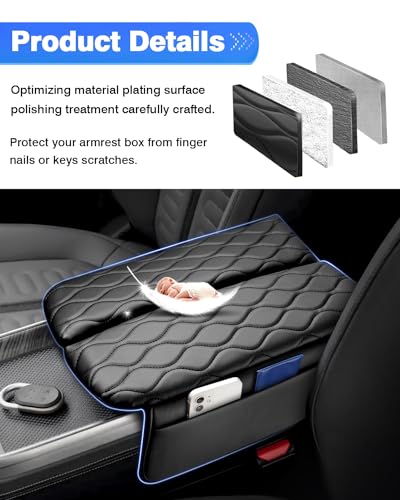 Autorder Center Console Cover for 2022-2025 2026 Rivian R1T/R1S Accessories Armrest Cover Anti-Scratch Middle Console Pad Leather Armrest Protector - size: 2022-2026 Rivian R1T/R1S