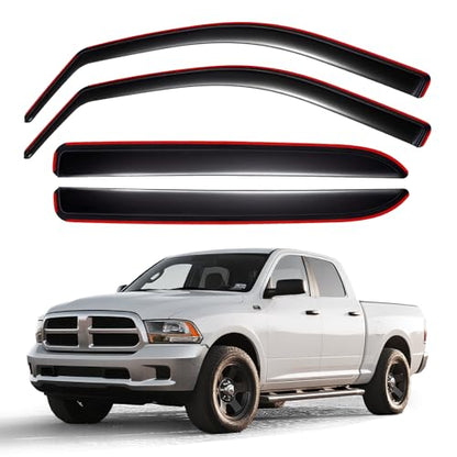 in-Channel Rain Guards for 2009-2026 Ram 1500 Classic Crew Cab, Window Deflectors Window Visors for 2010-2018 Ram 2500 & 3500 Classic Crew Cab, 2015 Ram 1500 Accessories, 4 Full-Size Doors - size: 2009-2026 Ram 1500 Classic Crew Cab