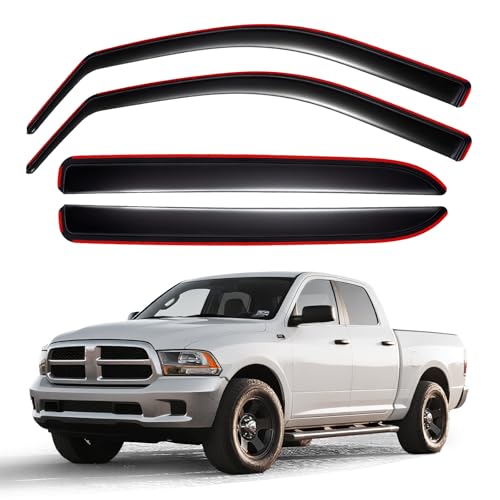 in-Channel Rain Guards for 2009-2026 Ram 1500 Classic Crew Cab, Window Deflectors Window Visors for 2010-2018 Ram 2500 & 3500 Classic Crew Cab, 2015 Ram 1500 Accessories, 4 Full-Size Doors - size: 2009-2026 Ram 1500 Classic Crew Cab