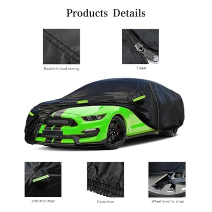 Car Cover for Sedan Waterproof Outdoor Car Covers Rain Snow UV Protection Universal Fit for Sedan Length 178-185 inch