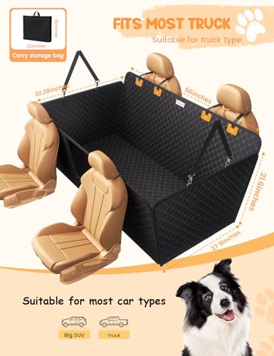 Lamicall Dog Car Seat Cover for Back Seat - [Upgraded Anti-Ripped] Back Seat Extender for Dogs Hard Bottom, Waterproof Dog Hammock for Car with Mesh Window, Pet Backseat Protector SUV & Small Truck XL - size: For Full Size Truck /Full Size SUV