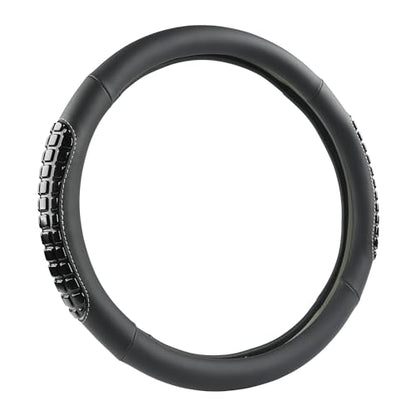 West Llama Nappa Leather Car Steering Wheel Cover Gel Massage,Cool in Summer,Universal 15 inch(Black-Standard Size) - color: F-Black, size: Standard size (14 ½''-15'')