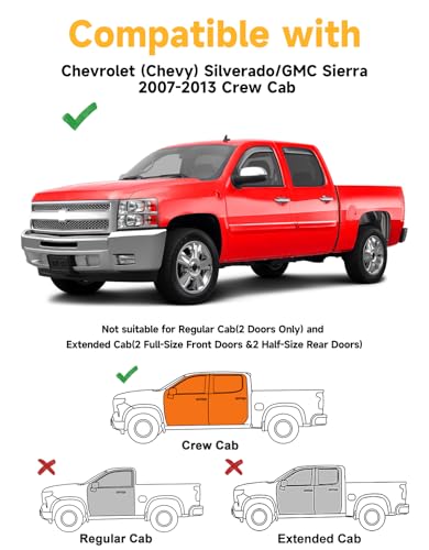 in-Channel Window Rain Guards Fit for Truck Chevrolet (Chevy) Silverado/GMC Sierra 2007-2013 Crew Cab Extra Durable Window Deflectors Window Visors Vent Shades Vent Visors Car Accessories - size: Fit for 2007-2013 Silverado/ Sierra Crew Cab