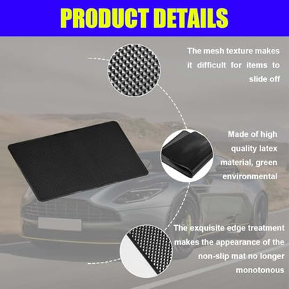 Car Dashboard Anti-Slip Silicone Pad, 7.48'' x 4.72'' Black Grid Sticky Adhesive Mat, Car Grasping Pad, Multifunctional Gripping Mat for Phones, Keys, Sunglasses, Coin, Electronic Devices (19×12 CM) - size: 7.48'' x 4.72''