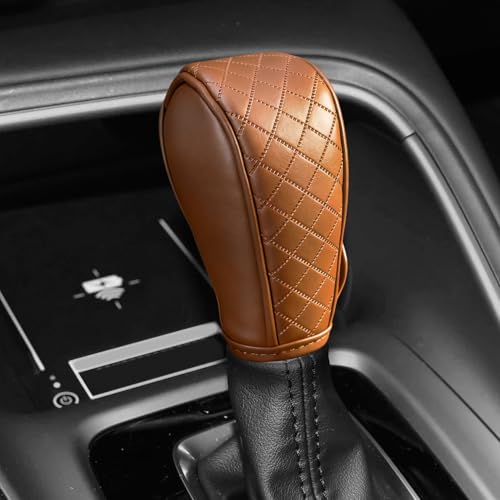 Car Gear Shift Cover, Shift Knob Cover, Breathable Leather Vehicle Gear Shifter Stick Protector, Anti-Slip Automotive Shifting Lever Decoration Accessories for Car SUV Truck (Brown) - color: Brown