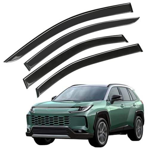 Window Visor Wind Deflector, 4PCS Tape-On Rain Guards for 2026 Toyota RAV4, Outside Mount Sun Shade Side Window Vent Visors, Black