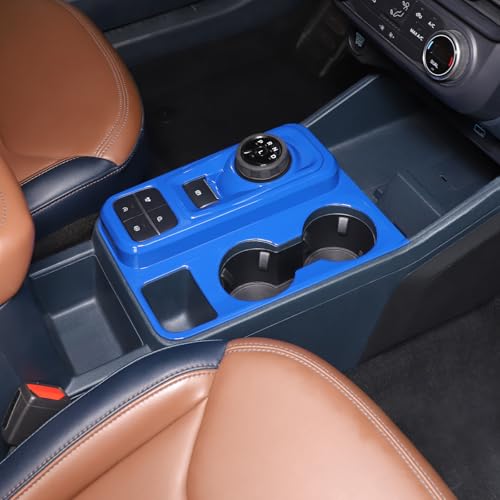 Aunginsy Central Control Gear Shift Panel Cover Cup Holder Trim Compatible with Ford Maverick 2022-2024 Car Gear Shifter Console Anti-Scratch Panel Decorative Frame Protection Sticker ABS Accessories - color: Blue