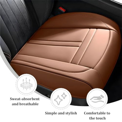 Car Front Seat Covers, Leather Anti-Slip Vehicle Front Seat Protection Full Wrap, Waterproof Driver Automotive Bottom Cushion Pad Mat Accessories, Universal for SUV, Sedan, Truck (Coffee) - color: Coffee