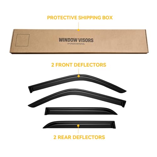 Window Visor for 1996-2002 Toyota 4runner, Out-Channel Rain Guards Shields Vent Deflector Shade Wind Dark Smoke 1997 1998 1999 2000 2001, Tape-On Outside-Mount, 4PCS - style: For 1996-2002 | Toyota 4runner | Out-Channel