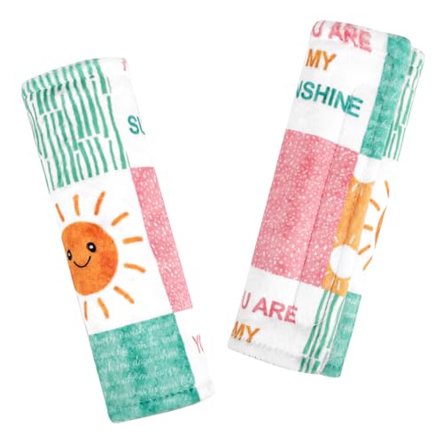 SWESEN Car Seat Strap Cover for Babies, Soft Car Seat Belt Covers, Mink Car Seat Strap Shoulder Pads Girls, Plaid & Sun - color: Sunshine