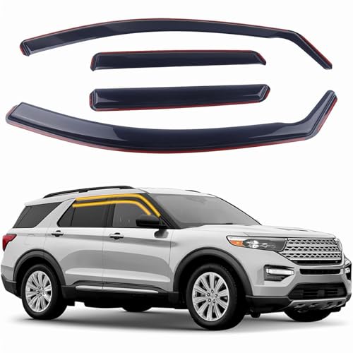 in-Channel Rain Guards 4-Piece Compatible with 2020 2021 2022 2023 2024 2025 Ford Explorer Window Visors Side Window Deflectors Vent Visor Shield Shade - size: 2020-2025 Ford Explorer
