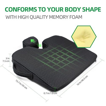 ( 16x13.7 inches Wedge Seat Cushion for Car and Truck,Portable Memory Foam Seat Cushion for Tailbone Stress Back Pain Relief - size: 16x13.7