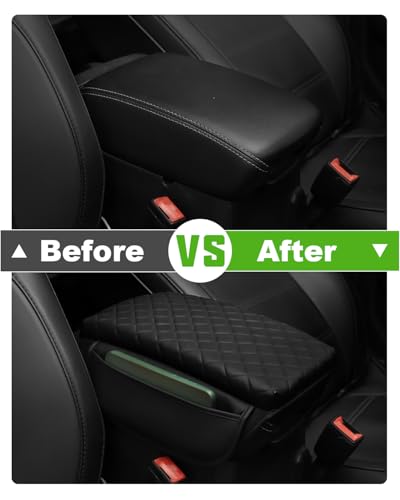 for Jeep Wrangler JL 2026 2025-2018 Center Console Cover for Jeep Gladiator JT 2026 2025-2020 Armrest Cover Jeep Accessories Arm Rest Pad Console Cushion Lid Black Leather with Pockets