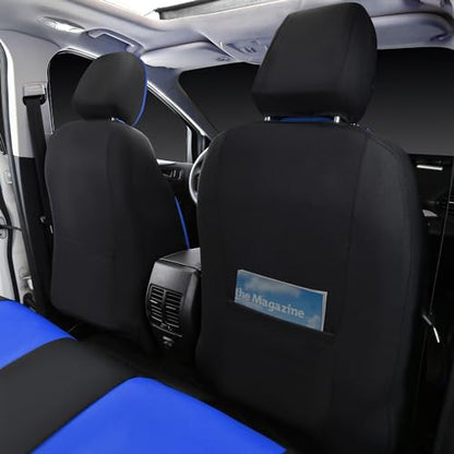 CAR PASS Leather Seat Covers Full Set Universal Water Resistant 3D Foam Back Support, Luxury Comfort Automotive 5 Seat Covers All Season Fit for SUV,Sedan,Van, Airbag Compatible Elegance(Blue Black) - color: Black and Blue