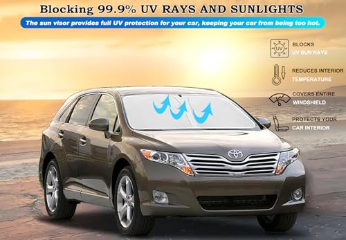 Windshield Sun Shade for Toyota Venza 2009 2010 2011 2012 2013 2014 2015 Front Window Shade Sun Visor Protector Toyota Venza Accessories Foldable Sunshade Reflective Polyester Blocks UV Rays Keep Cool - size: for Venza 2009-2015