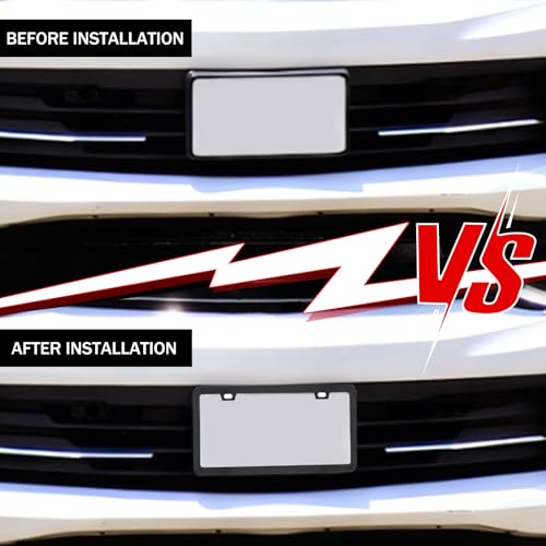 Automotive Universal 2-Set Black Carbon Fiber License Plate Frames Included Front and Rear Car Tags Anti-Theft Hardware Kit Have Glossy Surface