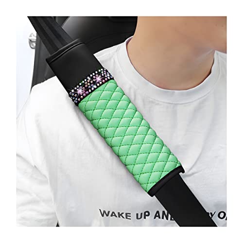zipelo 2 Pcs Auto Seat Belt Cover, Breathable Leather Shoulder Pads Protect Your Neck, Harness Pads Strap for a More Comfortable Driving, Car Accessories Compatible with Adults Kids (Light Green) - color: light green