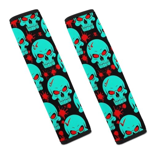 Women's Car Belt Covers, Halloween Cool Red Blood Zombie Skull Fashion Cushion Pad Car Shoulder Strap Harness Pad - color: Color847