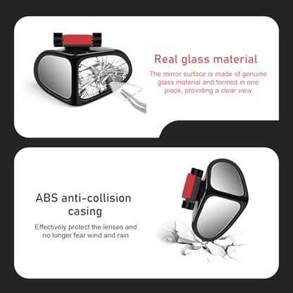 2PCS Car Blind Spot Mirrors, Double-Sided 360° Adjustable Rotating Rear View Mirror, HD Glass Wide Angle Auxiliary Blindspot Mirror, Universal for Most Car