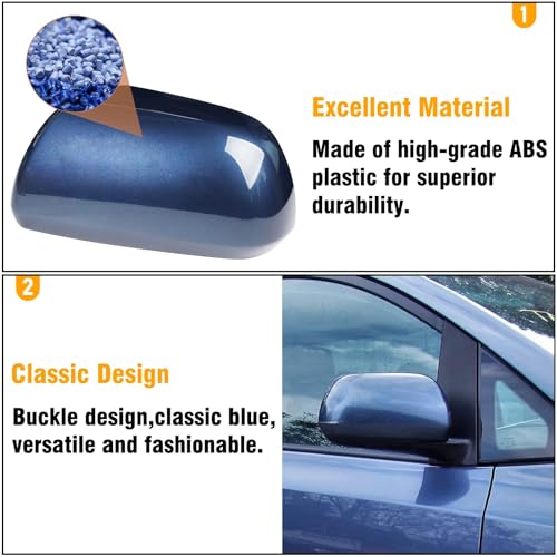 Moonlinks 1Pair Compatible with 2012 2013 2014 2015 2016 2017 2018 2019 2020 Toyota Sienna Mirror Cover Replacement, Blue Left Driver Side&Right Passenger Side Door Rearview Side Clip-on Mirror Cap - color: Pair Blue