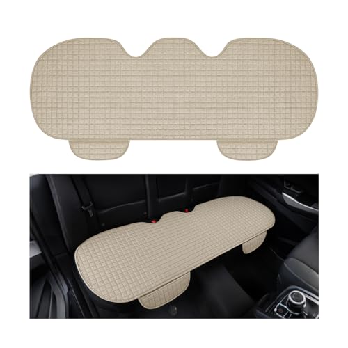 Car Back Seat Cover, Breathable Waterproof Vehicle Rear Bench Protector with Storage Pocket, Comfortable Automotive Back Seat Cushion Pad, Universal for SUV RV Truck (Beige) - color: Beige