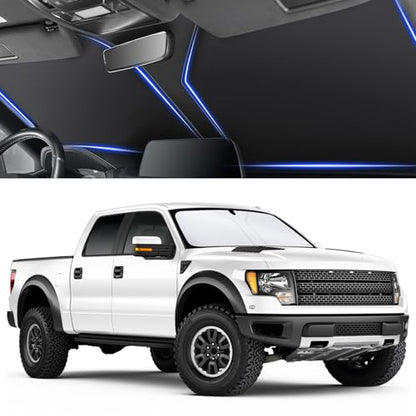 SINGARO 300T Universal Car Windshield Sun Shade, Foldable Reflective for Windshield & Window Shades with Overlapping Design, Car Interior Accessories (68.8" L x 35" W) - size: Pickup Truck
