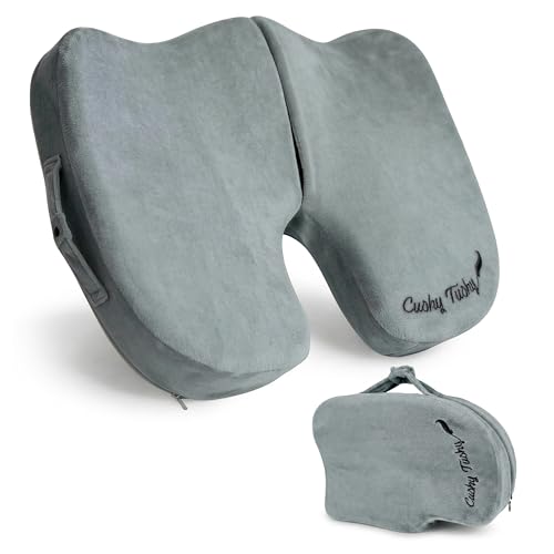 Cushy Tushy Premium Slim Foldable Travel Seat Cushion - for Relief of Lower Back, Sciatic, Butt and Tailbone Pain - for Home & Office Use, Perfect for Travel or Driving - Slim Coccyx Seat Cushion - color: Grey, size: Slim