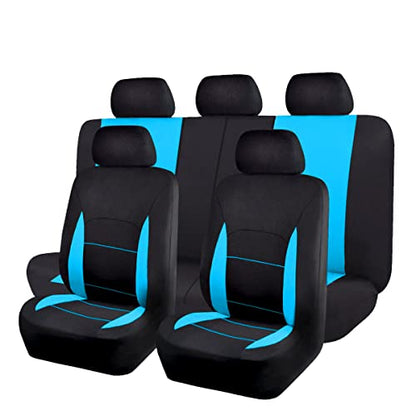 Flying Banner Car Seat Covers Front Seats Rear Bench Polyester car seat Protectors Easy installations Rear Bench Split Classic Man Lady Truck - color: Black & Mint Blue