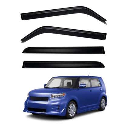 4pcs Smoke Tint Sun Rain Guard Vent Window Visors Compatible with 2008-2015 Scion xB, Outside Mount Tape On Style Acrylic Set of 4 Front+Rear - size: Compatible with 2008-2015 Scion xB