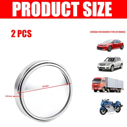 2 Pieces - Blind Spot Mirrors (Auto Rearview Mirrors), Auto Blind Spot Mirrors, 2-Inch HD Glass Convex, 360° Wide Angle, for Cars, SUVs, Trucks; Adhesive Rearview Mirrors, Black.