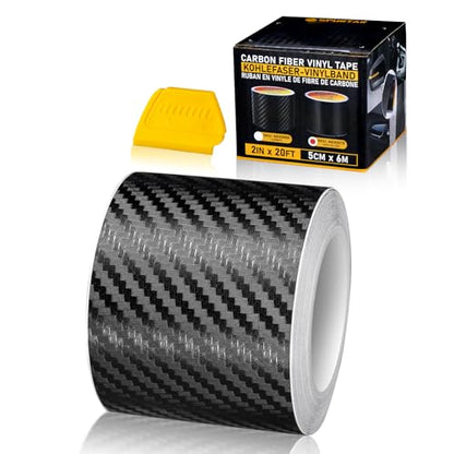Spurtar Carbon Fiber Wrap Black Vinyl Wrap for Cars, 2 Inch x 20 ft Universal Chrome Delete Dry Carbon Fiber Tape Car Door Edge Guards Vehicle Detailing Tape Overlay Vehicle Exterior Accessories - size: 2 Inch x 20 ft