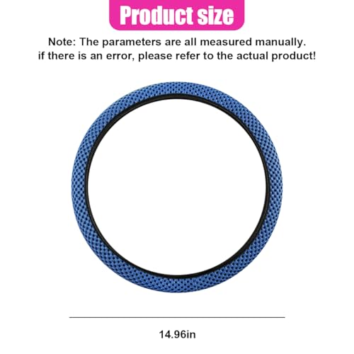 Elastic Stretch Steering Wheel Cover, Anti-Slip 15 inch Microfiber Odorless Breathable Ice Silk Car Steering Wheel Protector, Easy Carry, Warm in Winter & Cool in Summer (Blue) - color: Blue