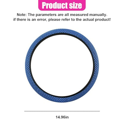 Elastic Stretch Steering Wheel Cover, Anti-Slip 15 inch Microfiber Odorless Breathable Ice Silk Car Steering Wheel Protector, Easy Carry, Warm in Winter & Cool in Summer (Blue) - color: Blue