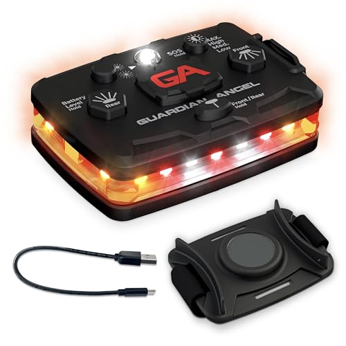 Guardian Angel Elite Series Safety Light (Orange/White/Red Front & Orange Rear) - Rechargeable, Magnetic, Hands-Free Wearable LED Light for Construction, Roadside, Utility, Towing, Hunting, PPE Safety - color: Orange/Orange, size: 1-Pack