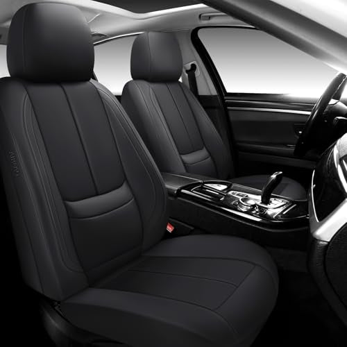Full Coverage Leather Car Seat Covers,Waterproof Seat Covers for Cars,SUVs Pick-up Truck, Car Seat Cushion,Car Seat Protector,Front Seat Cover,Black Seat Cover with 2 Seats - color: Black, size: Front Pair(2 seats)