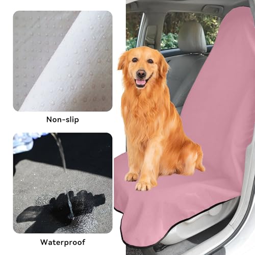 Waterproof Towel Car Seat Cover, Sweatproof Non Slip Towel Carseat Cover, Machine Washable Vehicle Bucket Frontseat Protector Accessories, Universal for SUV, Sedan, Truck (Pink) - color: Pink