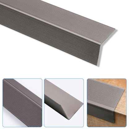Non Slip Stair Nosing, Window Sill Nosing Plate, Staircase Ledge Guard, 10 Pieces Stair Edge Protector for Wood Stairs/Walking Surface, 1.5"X 2" Aluminum Tread, 48inch Long, Coffee - color: coffee