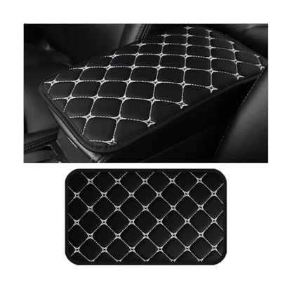 HZEL Car Center Console Cushion Pad, PU Leather Vehicle Armrest Protection Cover, Waterproof Automotive Interior Arm Rest Seat Box Mat Accessories, Universal for SUV, Sedan, Truck (Black/White) - color: Black/White