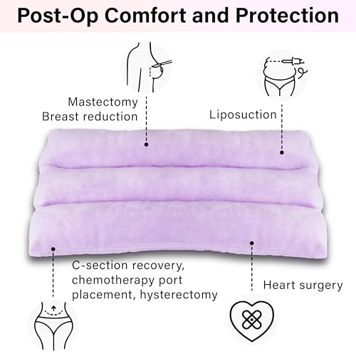 Mastectomy Seatbelt Pillow, Seat Belt Pillow Post Surgery, Port Pillows for Chemo Patients Seatbelt, Seat Belt Cushion for Heart Surgery Recovery, Hysterectomy Abdominal Incision Recovery Seatbelt - color: Purple