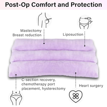 Mastectomy Seatbelt Pillow, Seat Belt Pillow Post Surgery, Port Pillows for Chemo Patients Seatbelt, Seat Belt Cushion for Heart Surgery Recovery, Hysterectomy Abdominal Incision Recovery Seatbelt - color: Purple