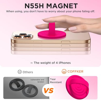 Magnetic Phone Grip Ring Holder, Liquid Silicone Magnet Cell Phone Grip Finger Loop, Compatible with Magsafe, Back of Phone for iPhone 17/16/15/14/13/12 Series, Neon Pink - color: Neon Pink
