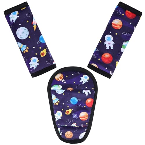 3 Pcs Car Seat Stroller Straps Pads for Baby, Newborn Soft Shoulder Strap and Crotch Covers, Universal Shoulder Straps Pads for Car Seat, Pushchair, High Chair (Starry Sky) - color: Starry Sky